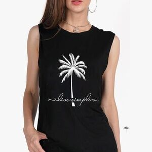 Magic Black Sleeveless Muscle Tee with Minimalist Design